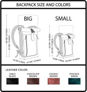 Mochila de cuero enrollable superior con personalización de hebilla fresca - Product Image 4