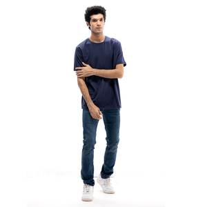 Camiseta de verano de algodón con cuello redondo para hombre, nueva moda, ajustada, de manga corta, informal, transpirable, de talla grande, diseño de lona en blanco - Product Image 4
