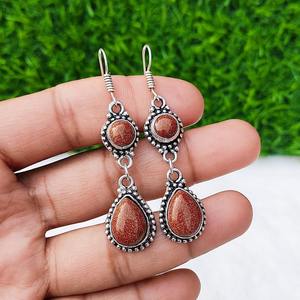 Pendientes de Piedras Preciosas Goldstone, Plata 925, Cristal, Estilo Boho, Hechos a Mano, de Lujo, para Boda y Fiesta, Regalo para Ella - Product Image 5