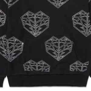 Noir hommes strass à capuche Street wear cristal capuche et manches surdimensionné Logo personnalisé hiver saison haute visibilité sweats à capuche pour hommes - Product Image 6