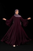 Última Moda Islámica Musulmana, Vestido Largo Estilo Turco para Mujer, de Poliéster Antiestático, Ligero y Elástico en Cuatro Direcciones