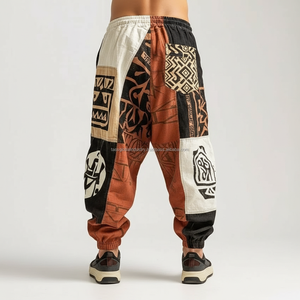 Pantalon Harem Hip Hop Baggy Oversize Taille Mi-Haute en Toile Patchwork Tendance Streetwear 100% Coton Respirant Séchage Rapide - Product Image 2