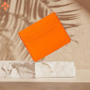 Logo personnalisé Slim Smart porte-cartes en cuir véritable avec pochette de carte de crédit pratique de haute quantité minimale de commande - Product Image 4