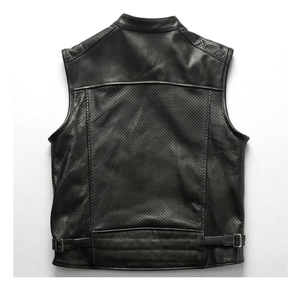 Chaleco de calidad superior a precio al por mayor, Chaleco de cuero de invierno para hombre, chaleco negro de malla con cuello levantado, transpirable, diseño ODM, chaleco de motorista - Product Image 6