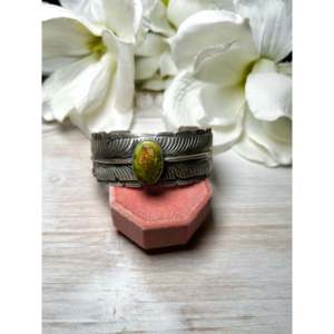 Navajo Handmade Sonoran Gold Turquoise & Sterling Silver Fashion <b>Cuff</b> Bracelet - Product Image 1