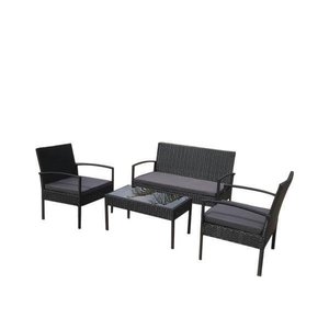4P00016 Direct factory in Vietnam Modern 4Pcs Rattan Outdoor <b>Sofa</b> Set with <b>Cream</b> Cushions and Geometric Pillows for Garden Pati - Product Image 5