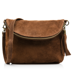 Sac à bandoulière Cenerente pour femmes. Cuir daim véritable. 24x3x19cm. Fabriqué en Italie. - Product Image 2