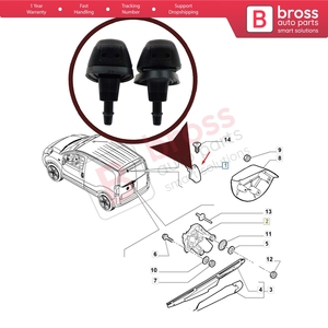 BSP999 Rear Window <b>Washer</b> <b>Jet</b> Nozzle for Doblo Fiorino Punto Nemo Bipper Combo Ram 60666173 - Product Image 5
