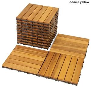 Azulejos de cubierta entrelazados 12 "x 12" x 0,94 ''- 6 listones de madera de acacia natural Decoración de patio Azulejos de suelo. 10 piezas en caja Marca Fresgar - Product Image 2