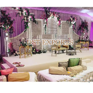 Cadres de toile de fond pour événements à thème marocain en extérieur, toile de fond de scène pour mariage royal, installation de panneaux de toile de fond, mariage musulman, cadres de mehraab blancs, États-Unis - Product Image 2