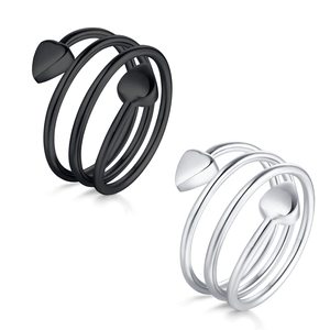 Anillos de Terapia Magnética de Cobre Ajustables para Mujer Jecanori, para Drenaje Linfático y Desintoxicación, Diseño de Corazón, Juego de 2 Piezas (Negro) - Product Image 1