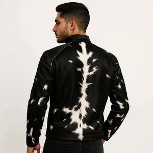 Veste en cuir pour homme de style biker, logo personnalisé multicolore, col montant, logo sur le devant, prix de gros direct d'usine - Product Image 2