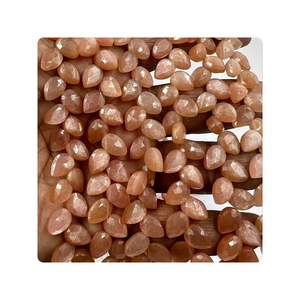 Venta al por mayor a granel 8 pulgadas Premium melocotón piedra lunar facetada Briolette pera gotas naturales 6 7mm aproximadamente certificado fabricación de joyas - Product Image 2