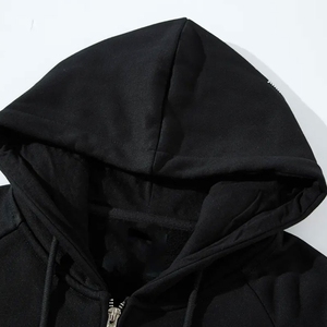 INDEX <b>Women</b> <b>Black</b> Hooded <b>Sweatshirt</b> Full Sleeve Bat Print Zipper Casual Autumn Wear - Product Image 3