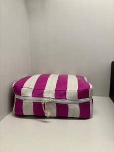 Bolsa de viaje ecológica personalizada a rayas para la playa, bolsa de plástico PP reutilizable con cremallera, neceseres cosméticos, etiqueta con logotipo, PC de nailon tejido - Product Image 1