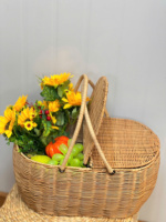 Panier de pique-nique en osier fait à la main, polyvalent, pratique, parfait pour les voyages en plein air et le shopping