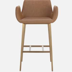 Silla de Bar Beige contemporánea, muebles de comedor para el hogar de cuero sintético Rom para ajustes del hogar y asientos de Bar - Product Image 4