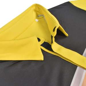 Chaqueta de Golf de Manga Corta Tejida y Transpirable Handee, Dorada con Rayas Negras y Marrón Tierra, Ropa de Golf Elegante y con Estilo - Product Image 3
