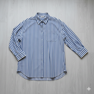 Women's Loose Fit Striped Button Shirt Three Quarter Sleeve V-neck Polyester Rayon Casual Vintage Spring Summer Top - Product Image 4