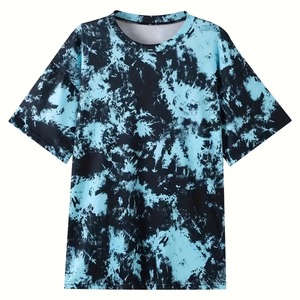 Moda nuevo estilo moda Tie Dye patrón hombres suelta manga corta cuello redondo Camiseta verano al aire libre Casual comodidad camiseta suelta - Product Image 4