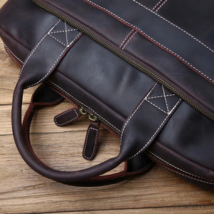 Classic Leather Laptop Messenger Crossbody Protective Portable Durable Office <b>Bag</b> - Product Image 5