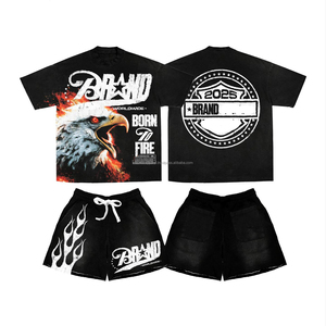 Conjunto de 2 piezas de ropa para hombre, camisetas y pantalones cortos con lavado ácido, ropa de verano, conjunto de pantalones cortos y camiseta para hombre 2026 - Product Image 3