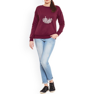2025 Sudadera de cuello redondo de Invierno para mujer de alta calidad al por mayor 100% algodón ecológico transpirable logotipo personalizado sudadera de mujer - Product Image 6