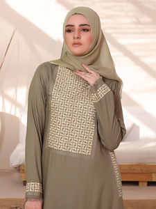 Venta al por mayor Simple gasa estilo modesto mujeres Abaya musulmán vestido transpirable Kaftan/Caftan para la oración OEM ropa islámica A-Line - Product Image 4