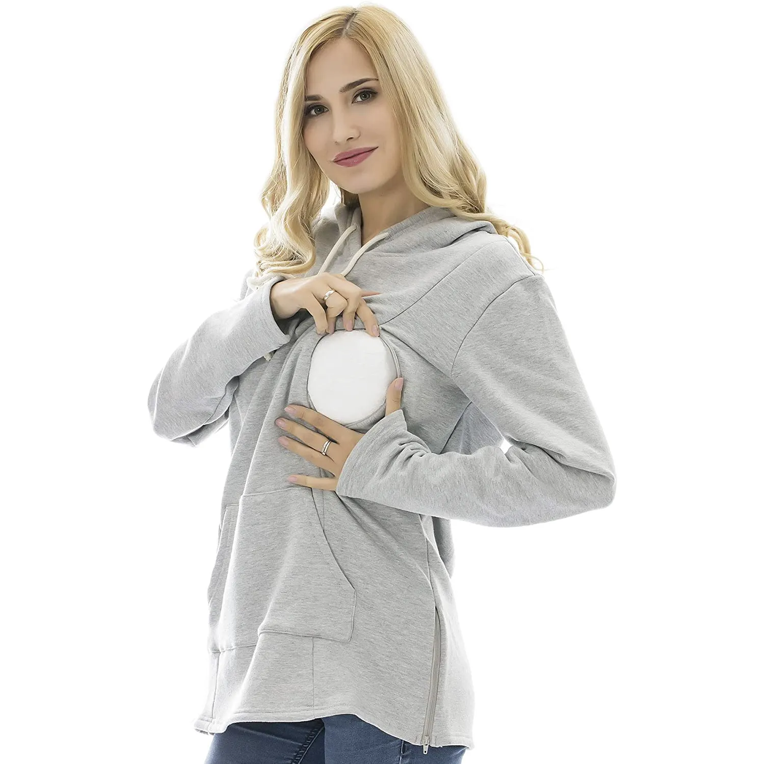 Échantillons gratuits sweatshirts de mode vierges pull à capuche en coton à capuche de maternité grande taille polaire hiver maternité