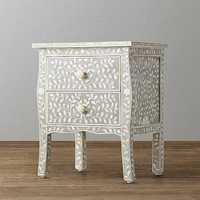 Table à tiroirs en incrustation d'os de haute qualité et commode de salon à fleurs de mer légère meubles en incrustation d'os pour pièce unique