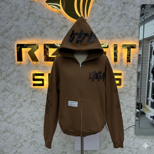 Meilleures ventes, votre propre logo, sweat à capuche à fermeture éclair de couleur marron très demandé, imprimé en usine, prix bas, sweat à capuche pour hommes, sweat à capuche pour hommes - Product Image 1