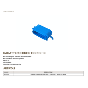 Conector Tecnosystemi para Sistemas HVAC, para Tubo de Entrada de Aire Ovalado Flexible, Modelo 30101030 - Product Image 2