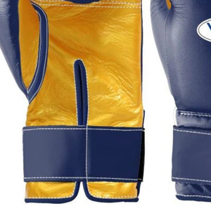 Gants de boxe professionnels en cuir doré marine avec fermeture velcro au poignet, pour l'entraînement et le sparring, pour hommes et femmes - Product Image 3