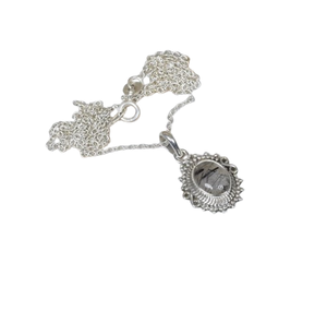 Colgante de moda de rutilo negro hecho a mano, colgante de piedras preciosas de Plata de Ley 925, joyería, colgante de diseñador de forma ovalada, regalo para ella - Product Image 1