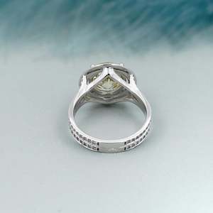 IGI Certified Fancy Yellow Round <b>Diamond</b> <b>Ring</b> Split Shank Engagement <b>Ring</b> with Halo - Product Image 4
