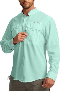 Vente en gros de chemise de pêche style occidental pour hommes avec bouton et logo personnalisé chemise de pêche décontractée d'été à manches longues pour hommes - Product Image 2