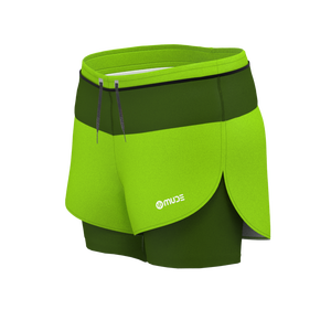 Pantalones Cortos de Running para Mujer, Cintura Alta, Spandex, Color Verde 360 - Product Image 1