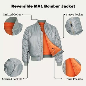 Blouson de bombardier en nylon de style de rue sur mesure camouflé OEM vierge, blouson de bombardier Flight Ma1 élégant blouson de bombardier respirant - Product Image 6