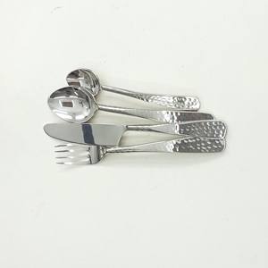 Round End Handmade <b>Plain</b> Forged Handle Stainless Steel Metal Cutlery Set Silver <b>Mirror</b> Polished Flatware - Product Image 4