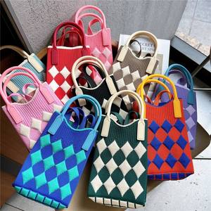 New Cartoon Knitted Open Mobile Phone Bag Women's Korean-style All-match One-shoulder Crossbody Travel Coin <b>Purse</b> Small - Product Image 1