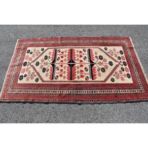 พรมขนแกะสีเบจสีแดงแบบดั้งเดิมดั้งเดิมพื้นที่ขนาดใหญ่3.6x5.9ฟุตตุรกีสี่เหลี่ยมผืนผ้าห้องโถงรูปแบบนามธรรมพรมยางสำหรับห้องขนาด10มม. - Product Image 4