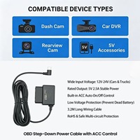 Convertidor de Voltaje de 12V/24V a 5V, Kit de Cableado OBD2 a USB C, Modo de Monitoreo de Estacionamiento 24H con ACC LVP, Caja de Alimentación OBD2