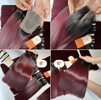 Tendance chaude Trame Extensions De Cheveux Vin Bourgogne Couleur Vietnamien Cheveux Wick La Meches Bon Os Droit