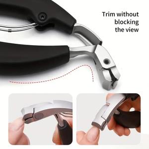 Tijeras de Uñas de Acero Inoxidable, Hoja Curva, Resistentes, Anti-Salpicaduras, Mandíbula Ancha, Uñas Gruesas, Mango Ergonómico Largo, Cutícula - Product Image 3