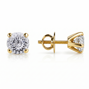 Pendientes Solitarios de Oro de 9K con Diamante Moissanita de Corte Portugués, Engaste Martini, Diseño Solitario Elegante - Product Image 2
