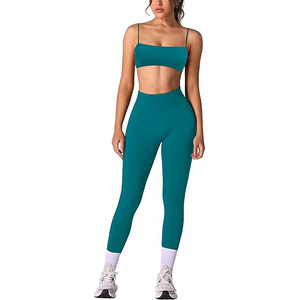 Ensemble de fitness, soutien-gorge de yoga sans couture, leggings taille haute, extensible, respirant, vêtements de sport pour femmes, entraînement en salle de sport - Product Image 1