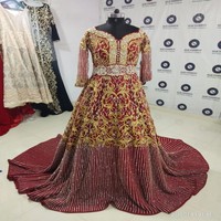 Designer 2024 Tendance XXL Caftan Algérien Élégant Luxe Lourd Brodé Crape Traditionnel Musulman Vêtements pour Femmes Adultes
