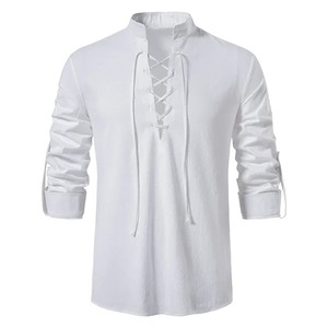 New <b>Men's</b> <b>Casual</b> Blouse Cotton Linen <b>Shirt</b> Tops <b>Long</b> <b>Sleeve</b> Tee <b>Shirt</b> Spring Autumn Slanted Placket Vintage Yoga <b>Shirts</b> - Product Image 2
