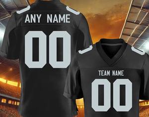 Maillot personnalisé noir gris personnalisé imprimé nom de l'équipe numéro adulte enfants respirant athlétique maillot de football américain - Product Image 2