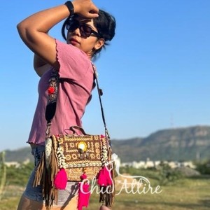 New Designer Handmade Indian Rajasthani Women Tribal Color Cotton Fabric Boho Hippie Suede Leather <b>Fringe</b> Tassel Banjara Handbag - Product Image 1